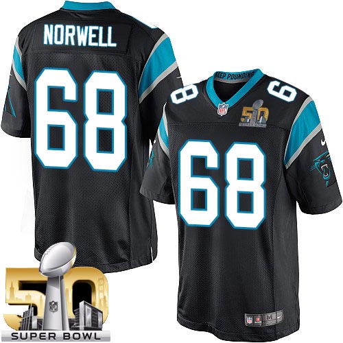 Men's Limited Andrew Norwell Super Bowl L Nike Jersey Black Home - #68 NFL Carolina Panthers